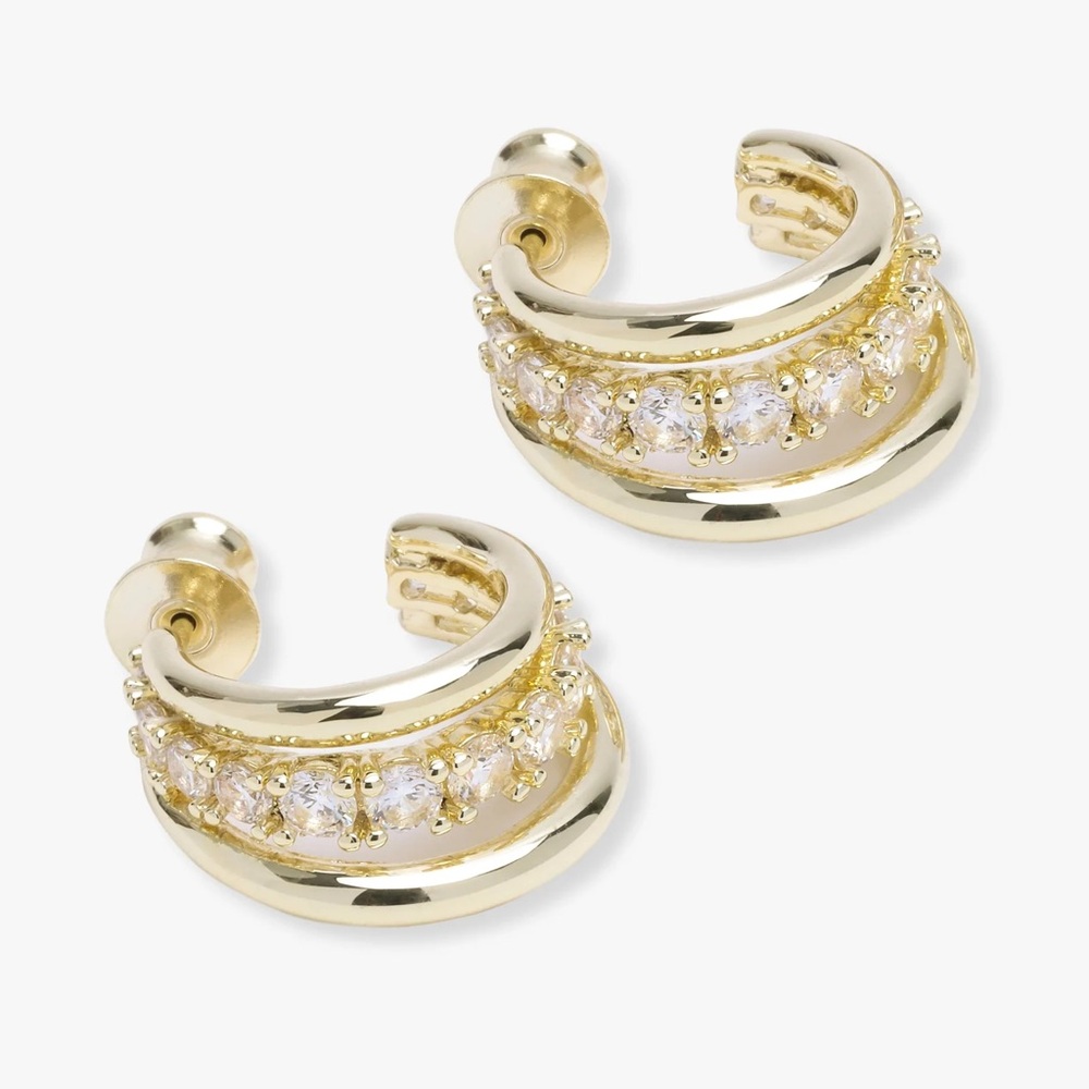 Melinda Maria Gold and Diamondettes Hoop Earrings - Picture 3 of 9